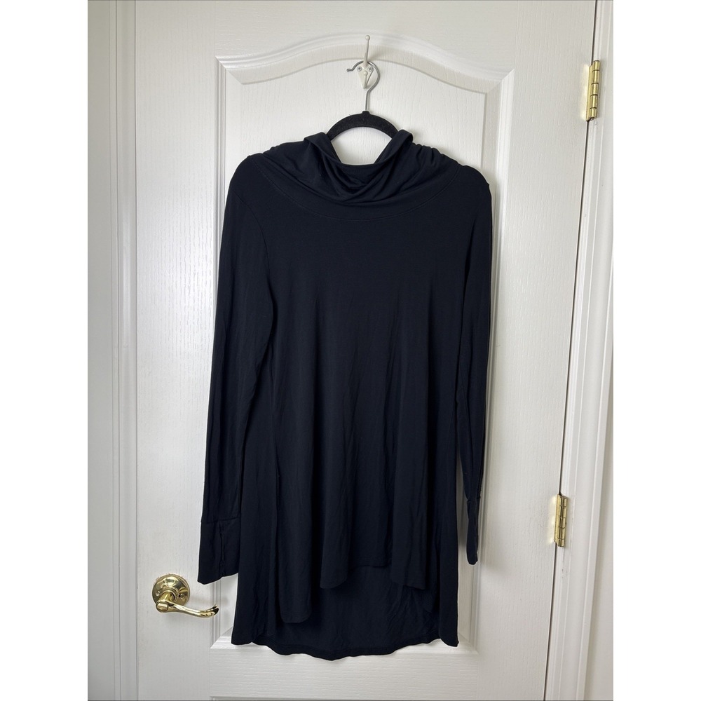 Cuddl Duds Softwear With Stretch Womens M Black Long Sleeve Swing Lounge Dress